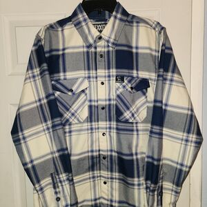 Blue and White Plaid Men's Shirt